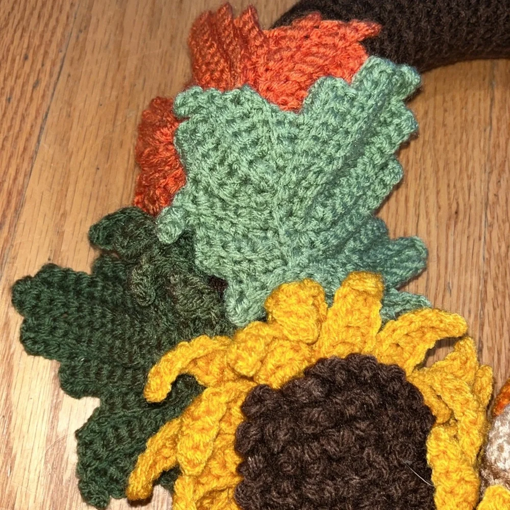 Crochet Sunflower and Pumpkin Wreath